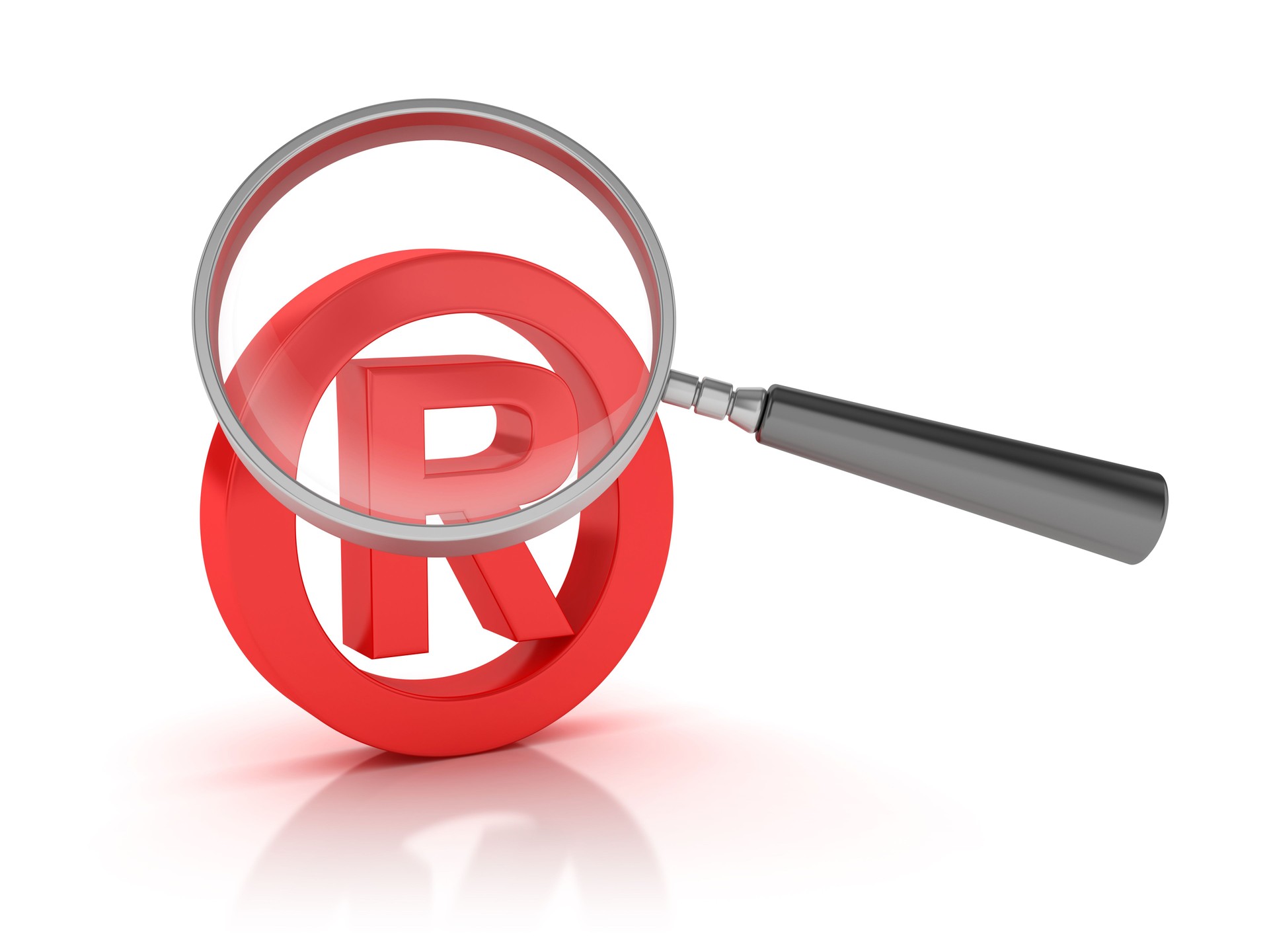 Magnifying Glass with REGISTERED TRADEMARK Symbol - 3D Rendering